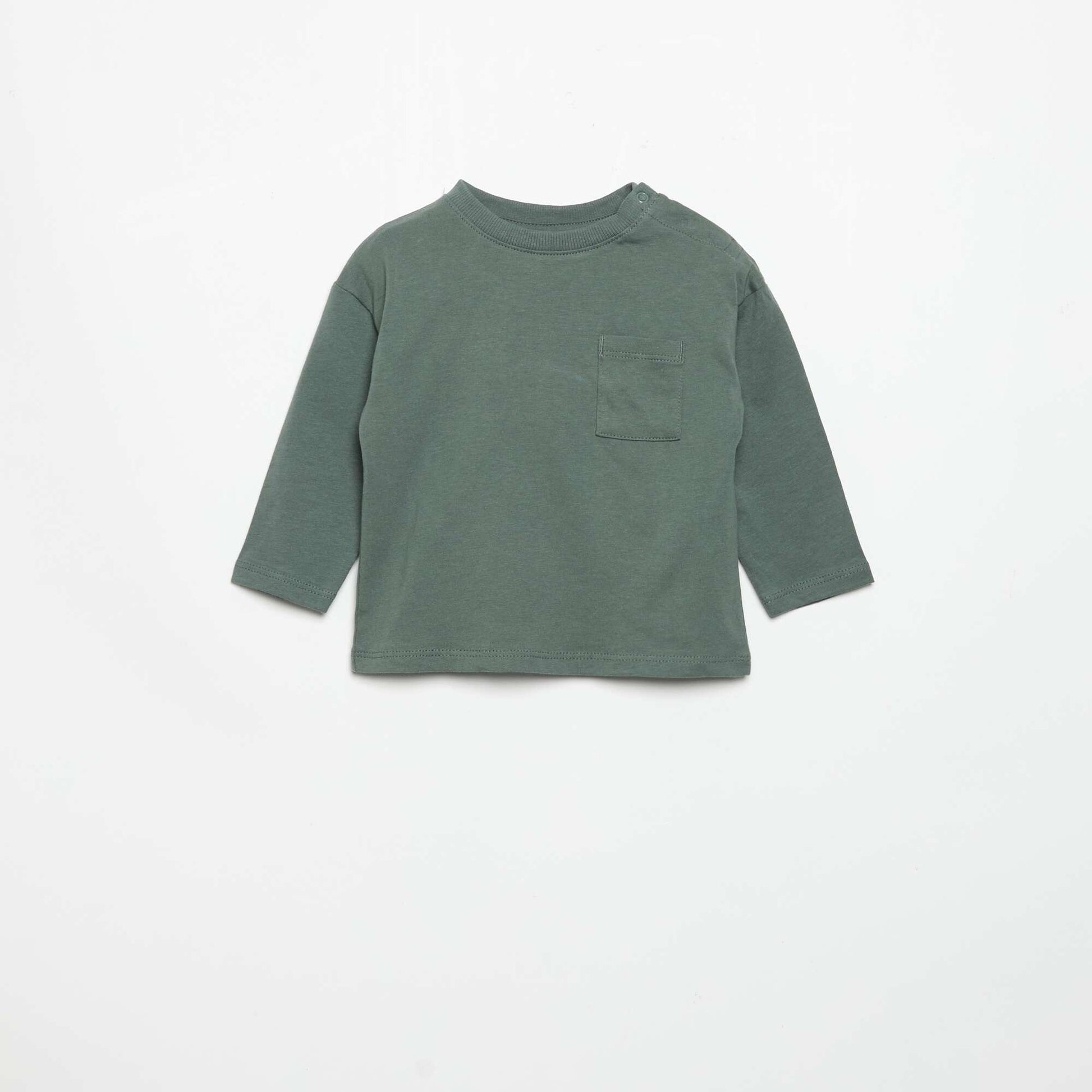 Long-sleeved T-shirt with chest pocket GREEN