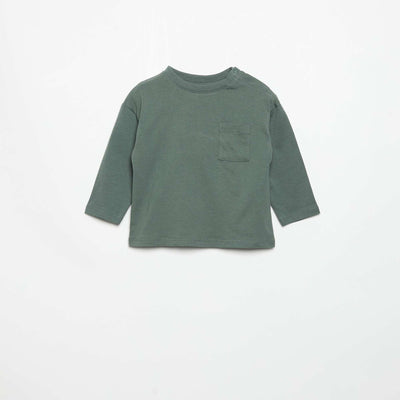 Long-sleeved T-shirt with chest pocket GREEN