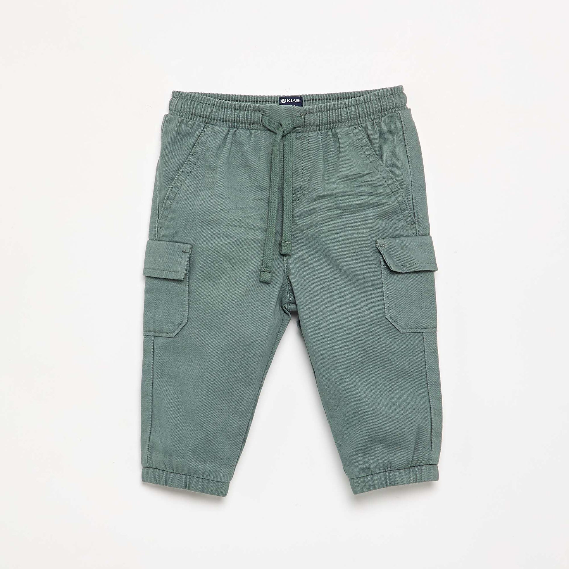 Twill jogger trousers with flap pockets GREEN