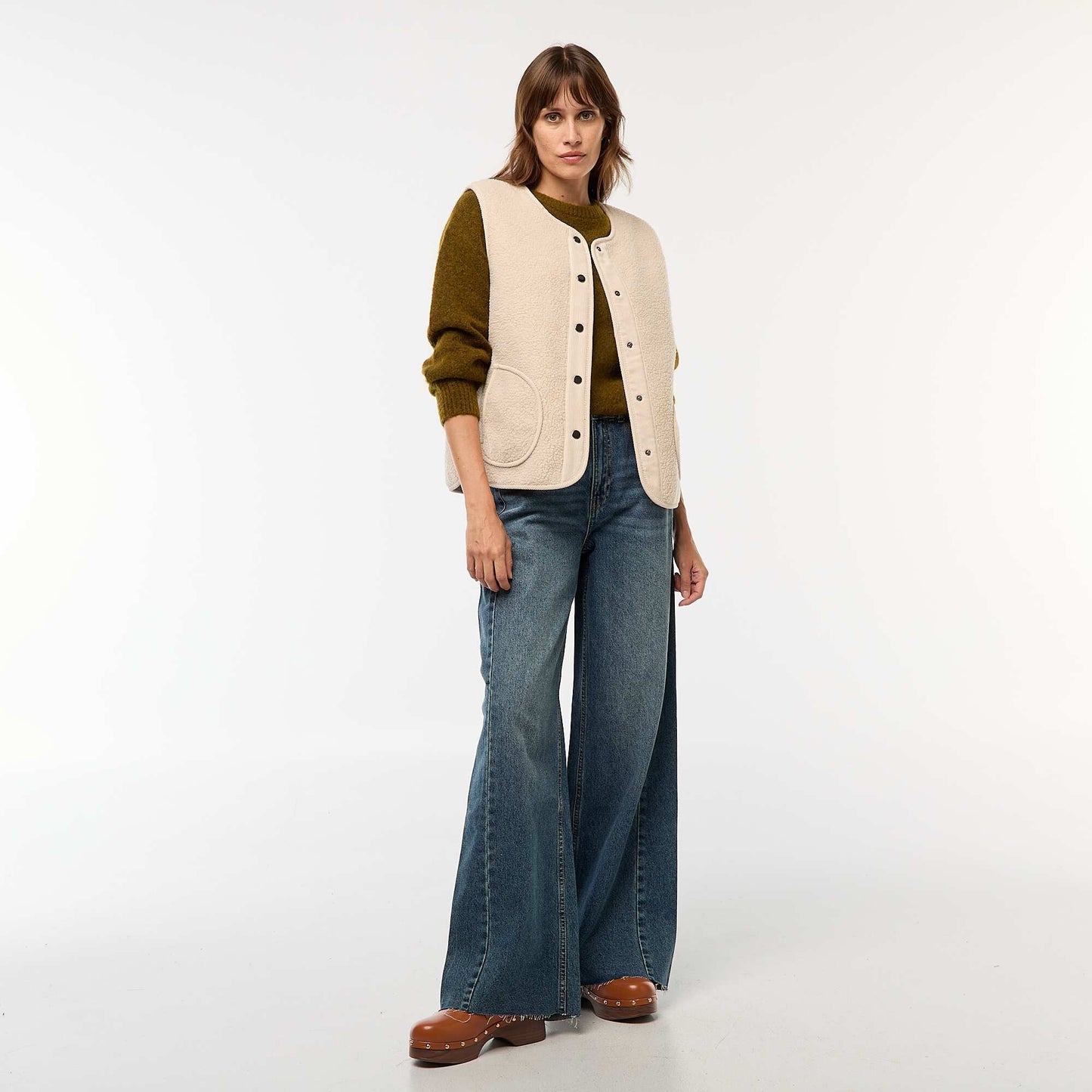 Sleeveless Sherpa Vest BEIGE