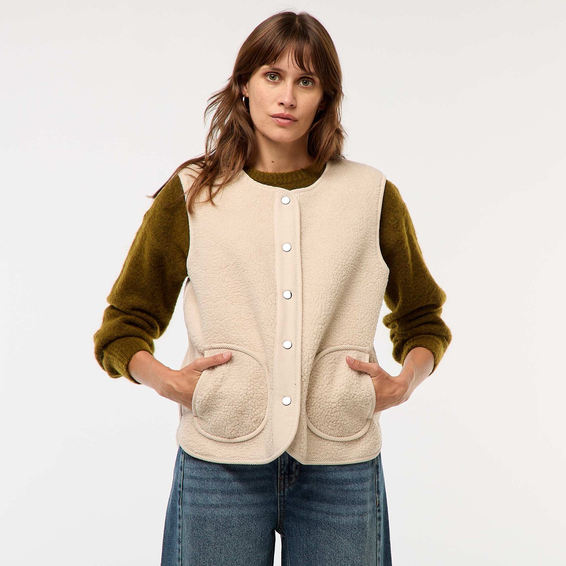 Sleeveless Sherpa Vest BEIGE