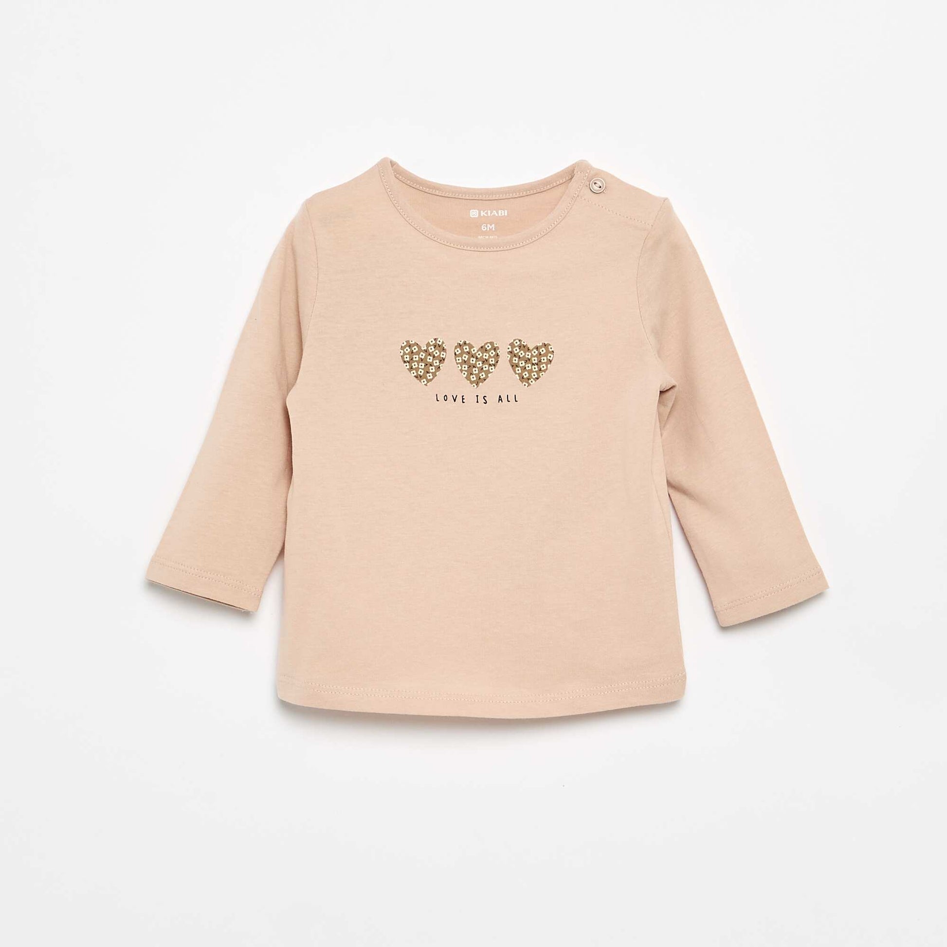 Printed Long-Sleeve T-shirt BEIGE