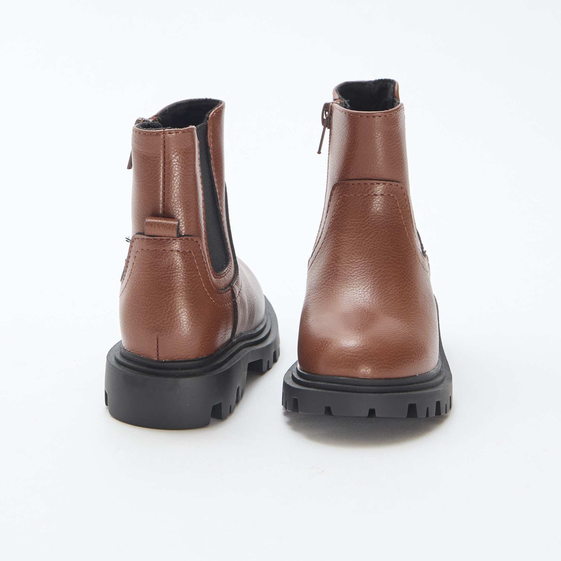 Fitted Faux Leather Boots BROWN