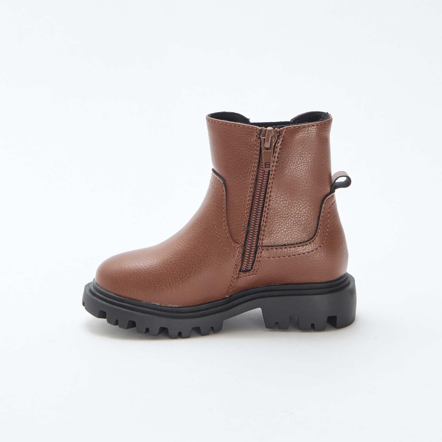 Fitted Faux Leather Boots BROWN