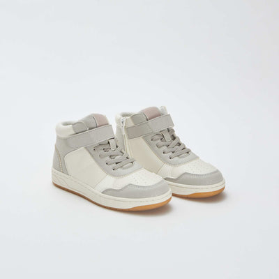 High-top trainers with hook-and-loop and lace-up fastening GREY