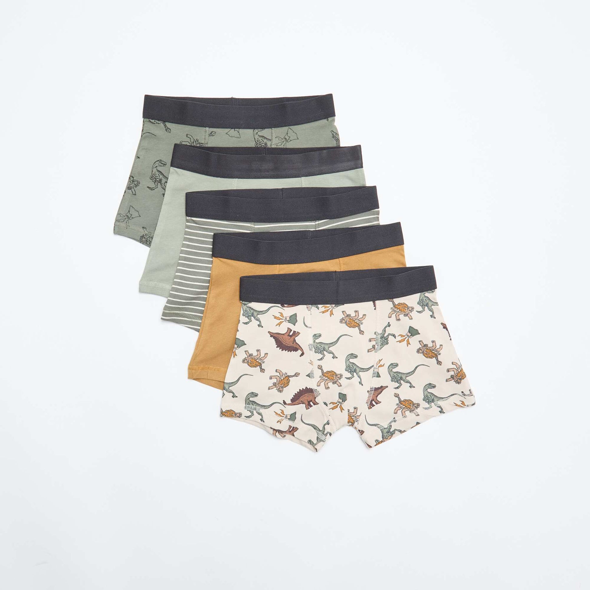 Pack of 5 plain or printed boxers KHAKI