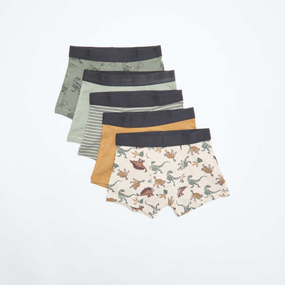 Pack of 5 plain or printed boxers KHAKI