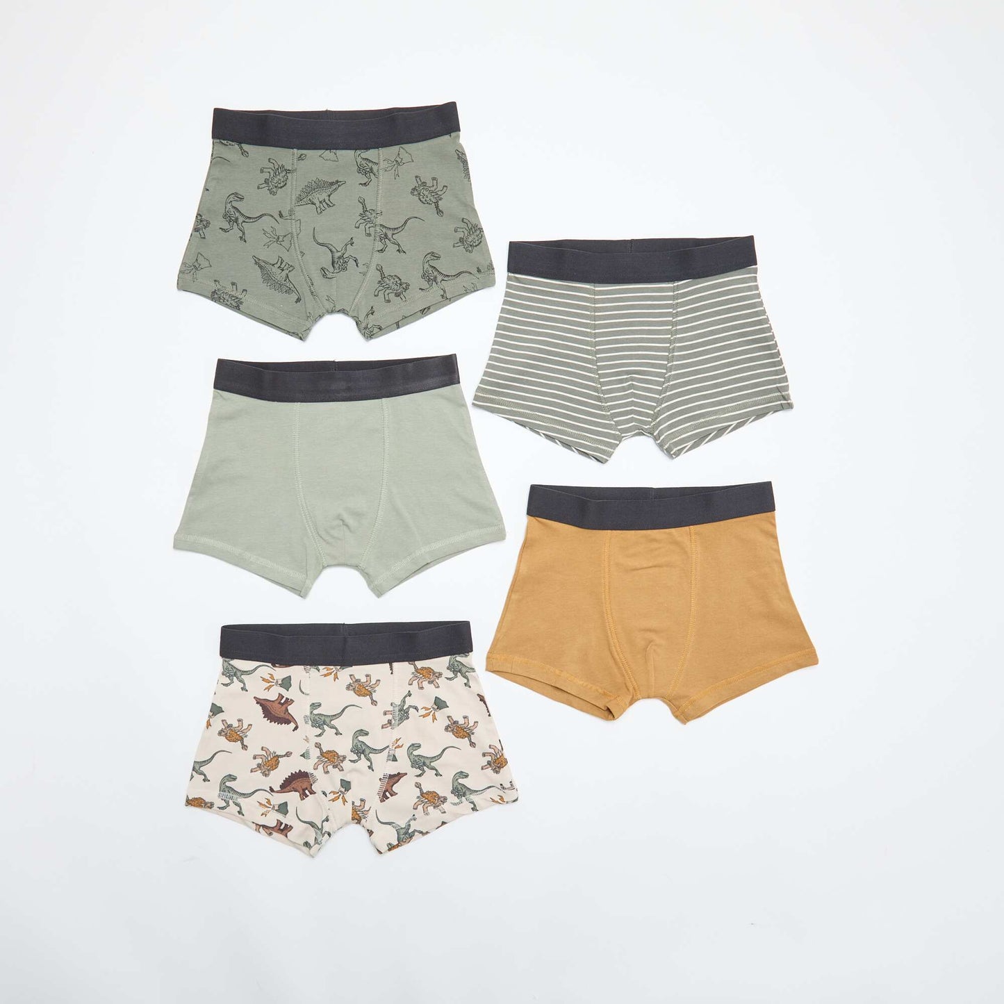 Pack of 5 plain or printed boxers KHAKI