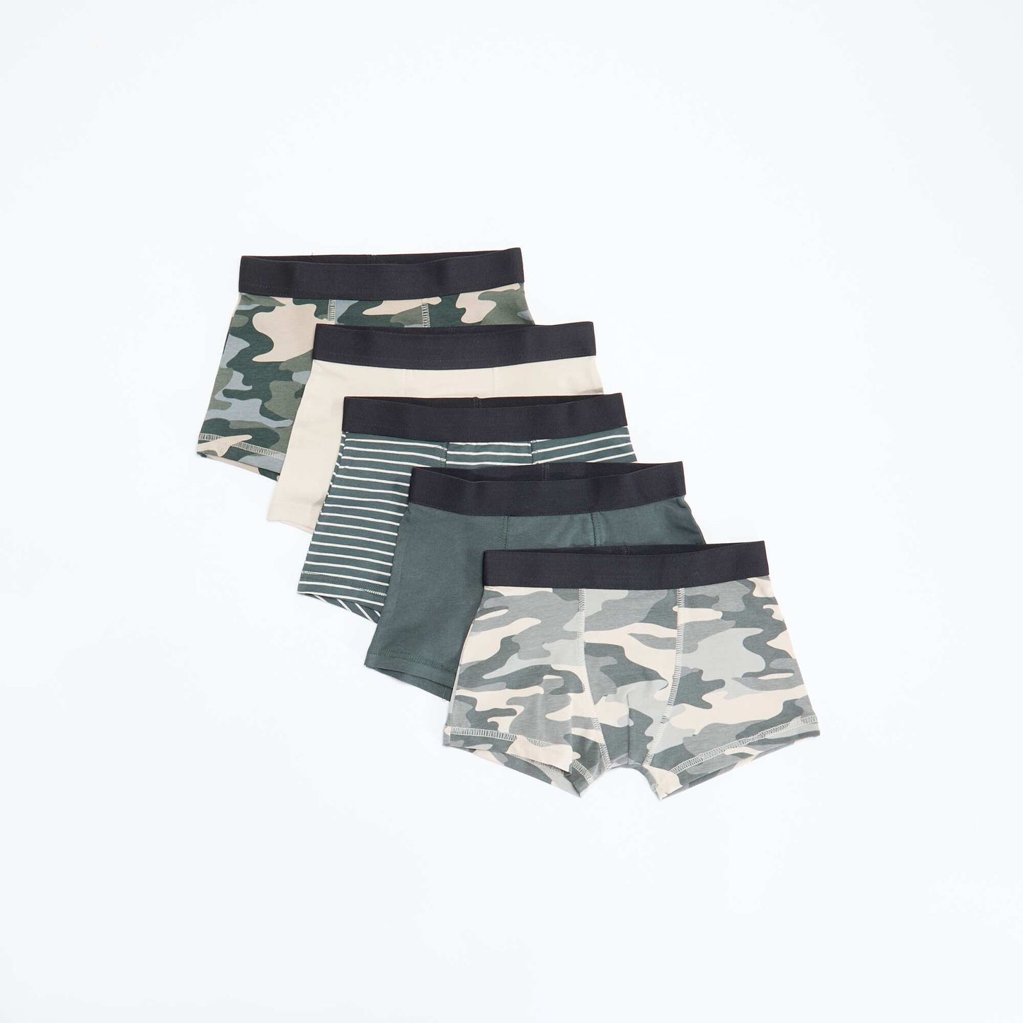 Pack of 5 plain or printed boxers KHAKI
