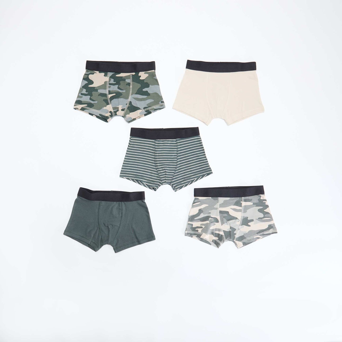 Pack of 5 plain or printed boxers KHAKI