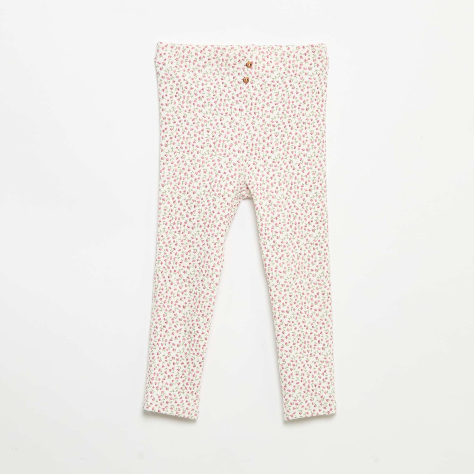 Long Patterned Ribbed Leggings WHITE
