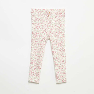 Long Patterned Ribbed Leggings WHITE