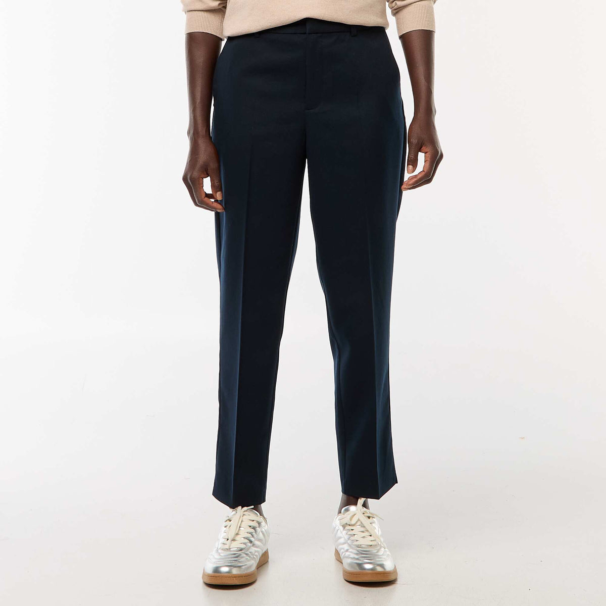 Solid Cigarette Trousers with 2 Pockets BLUE