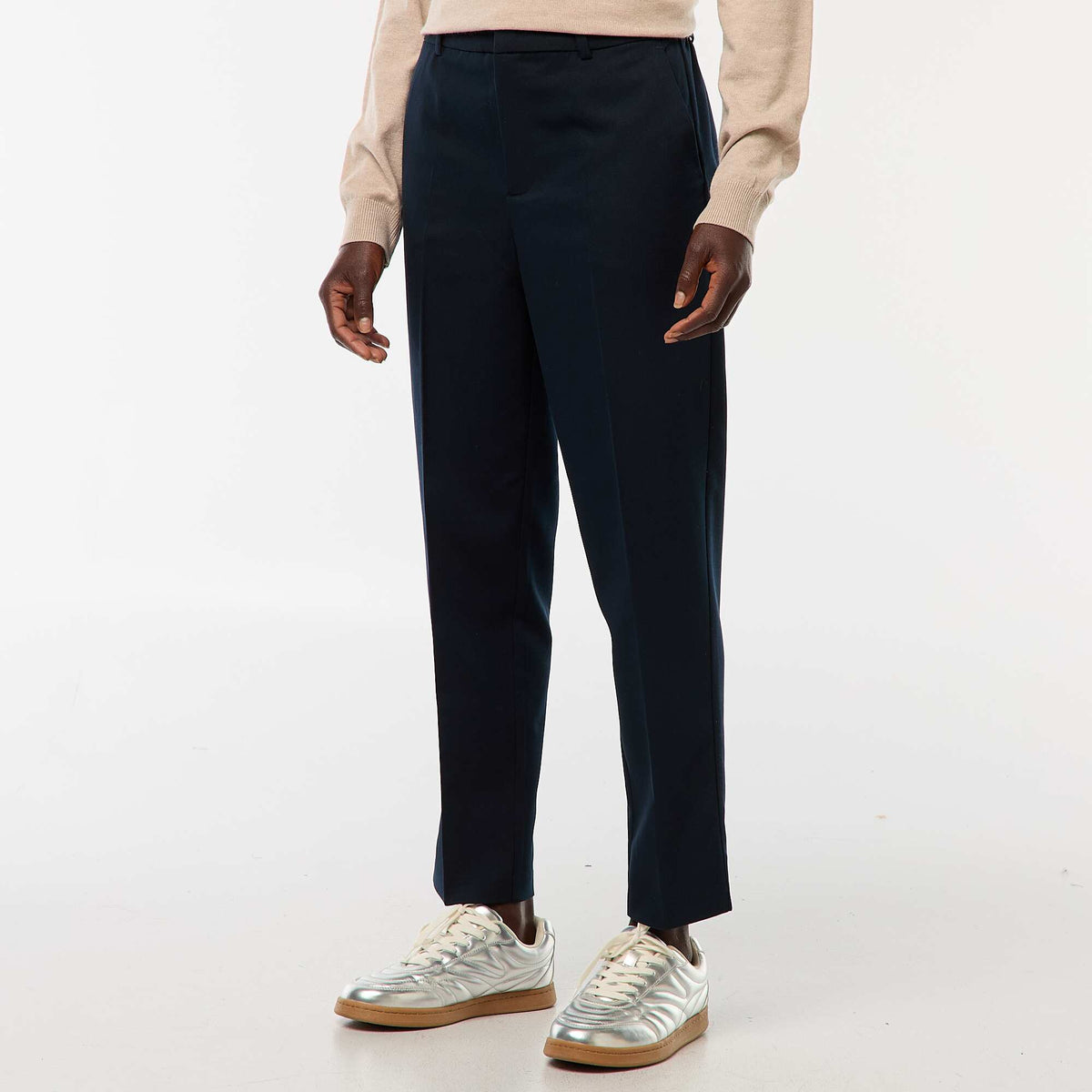 Solid Cigarette Trousers with 2 Pockets BLUE