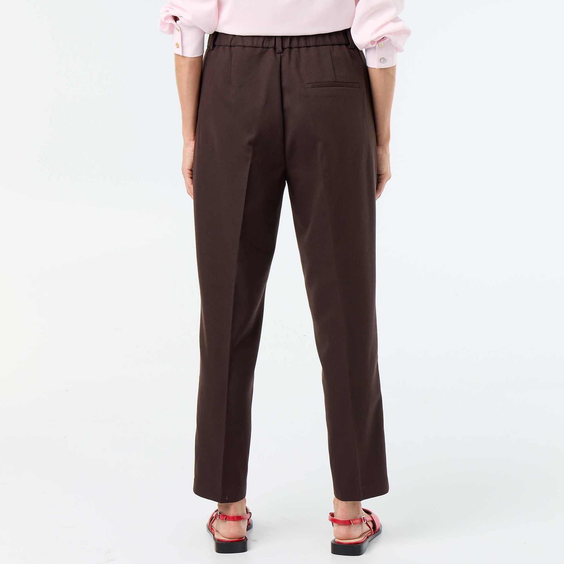 Plain cigarette trousers with 2 pockets BROWN