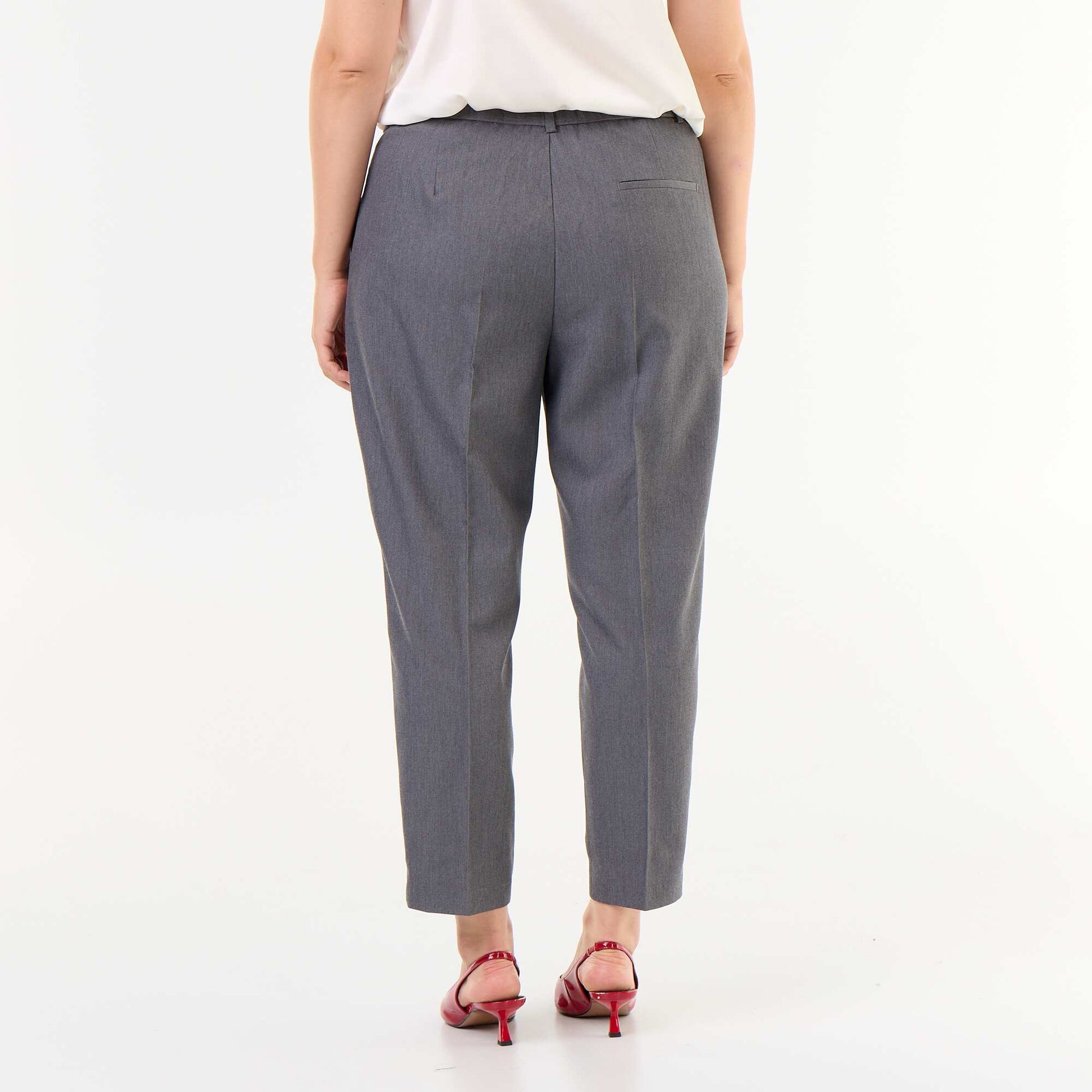 Solid Cigarette Trousers with 2 Pockets GREY