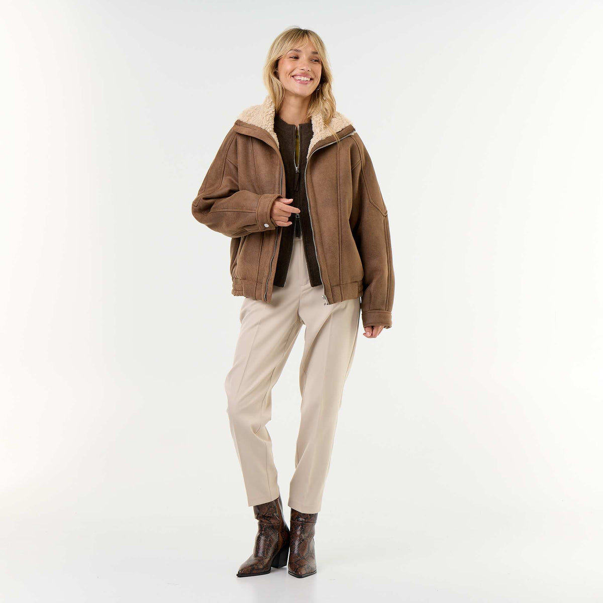Solid Cigarette Trousers with 2 Pockets BEIGE