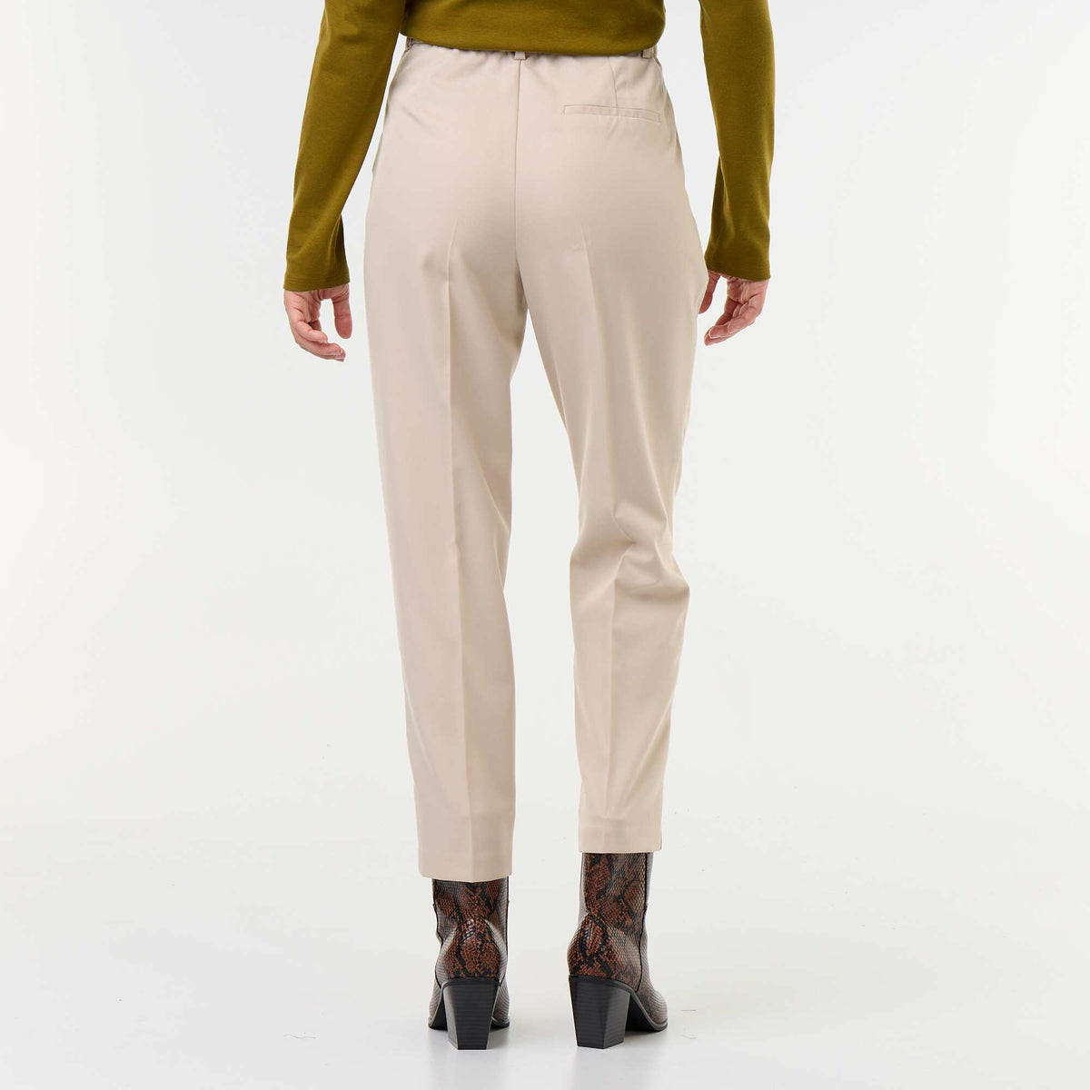 Solid Cigarette Trousers with 2 Pockets BEIGE