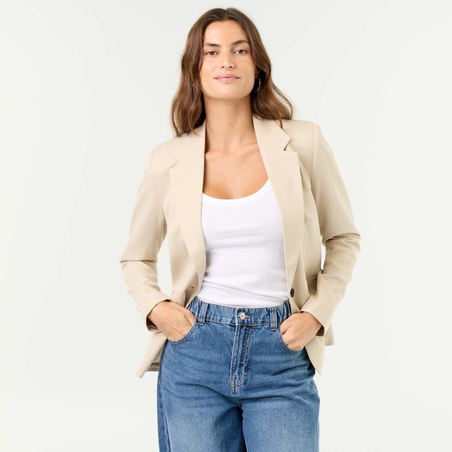 Long-sleeved tailored jacket BEIGE