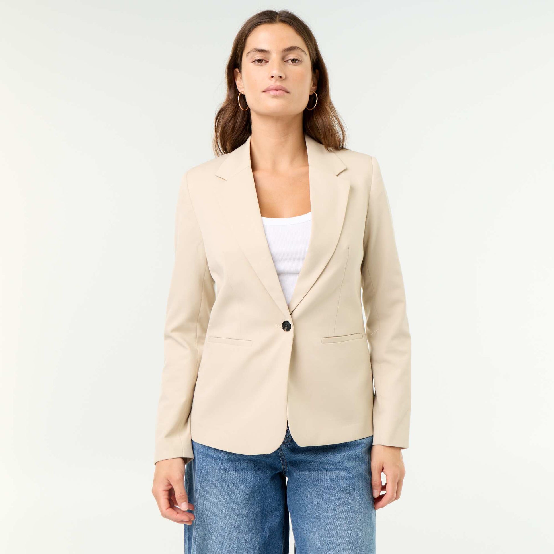 Long-sleeved tailored jacket BEIGE