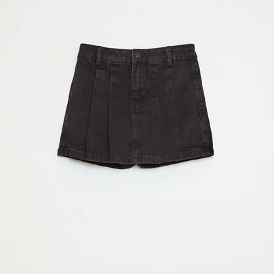 Pleated denim skort GREY