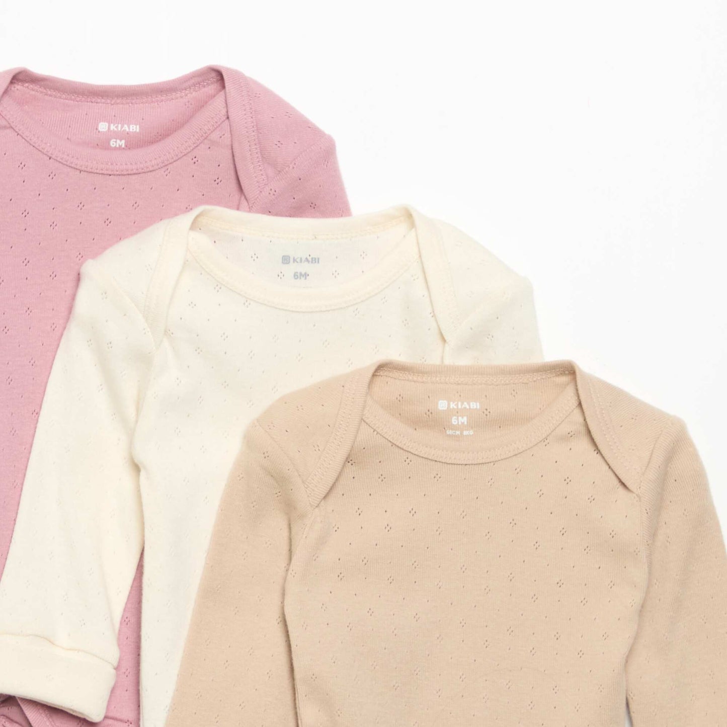 3-Pack Adjustable Long-Sleeved Lap Shoulder Bodysuits PINK