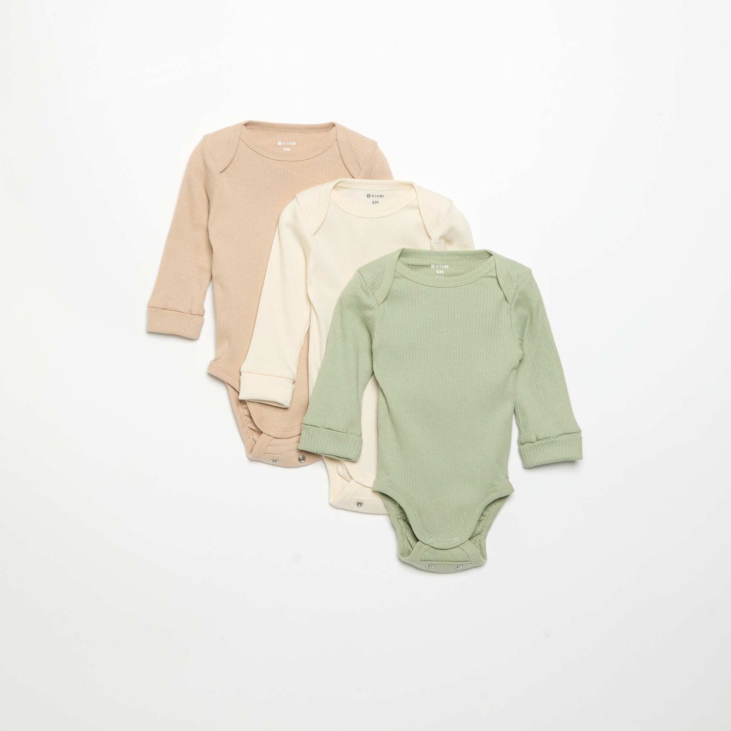 3-Pack Adjustable Long-Sleeved Lap Shoulder Bodysuits GREEN