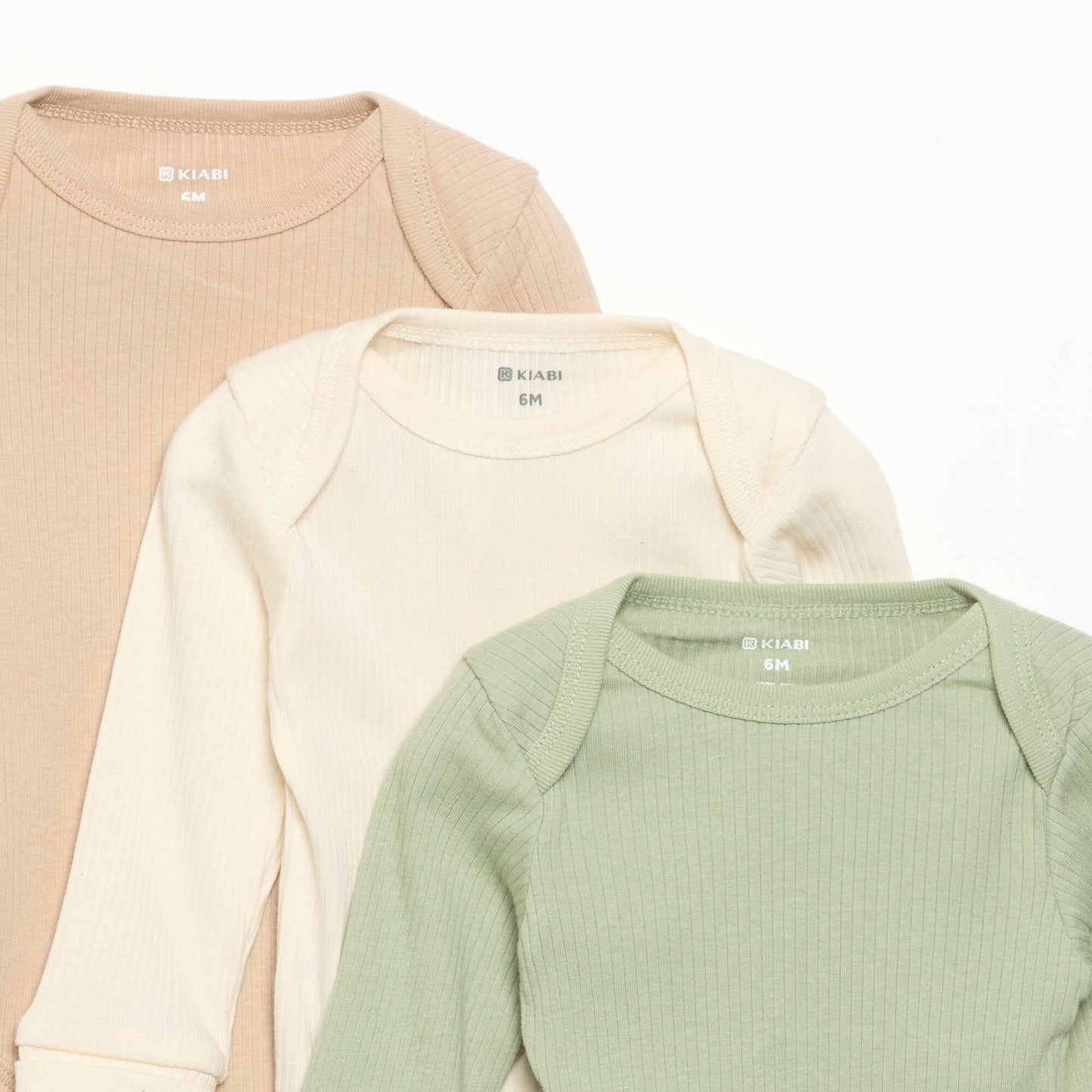 3-Pack Adjustable Long-Sleeved Lap Shoulder Bodysuits GREEN
