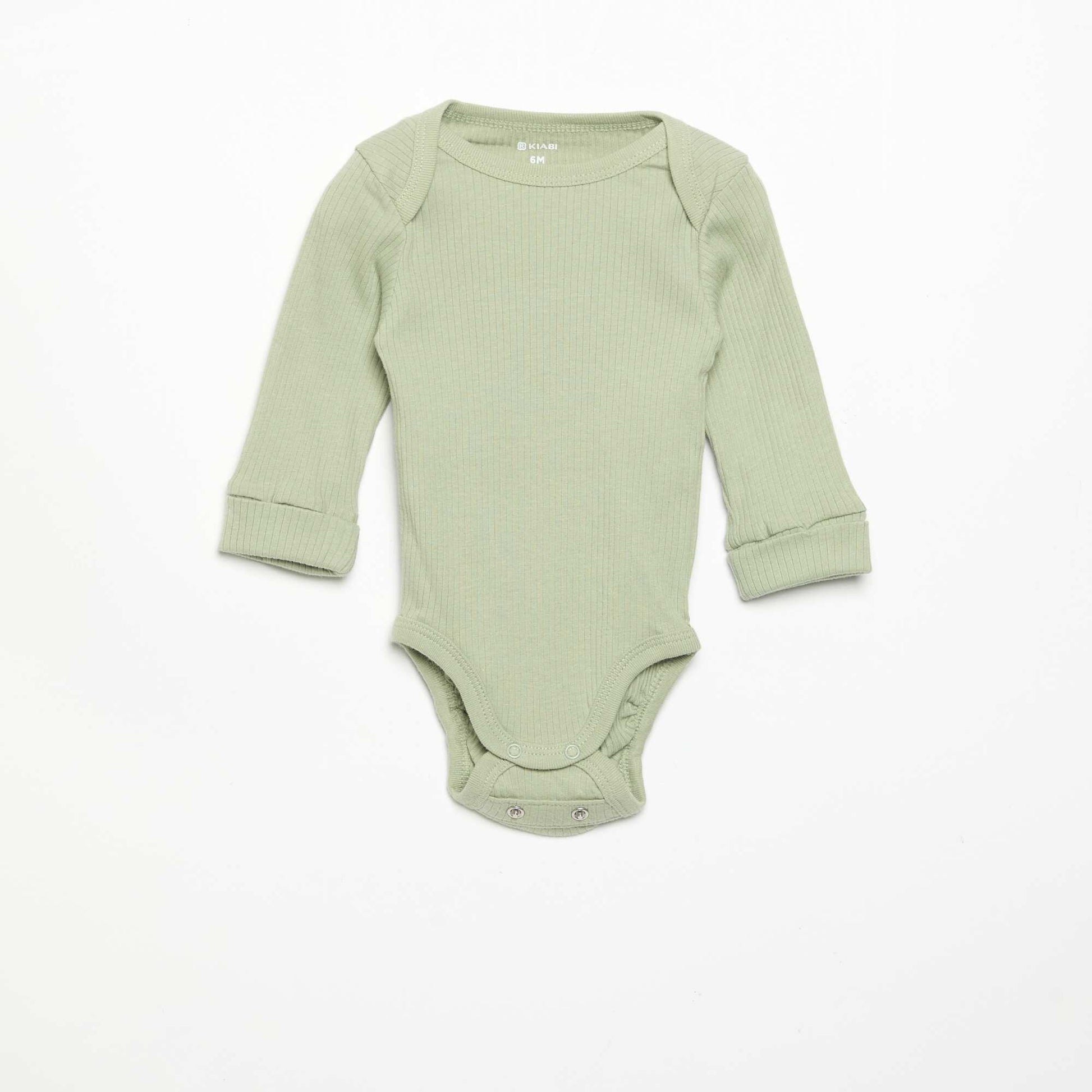 3-Pack Adjustable Long-Sleeved Lap Shoulder Bodysuits GREEN