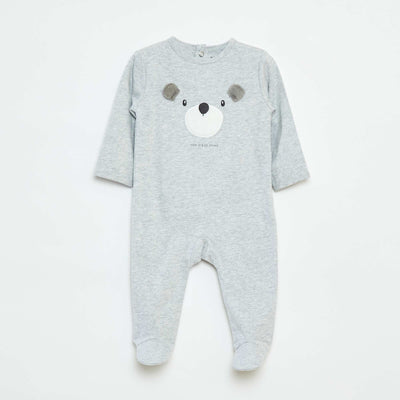 Fox sleepsuit with press-stud fastening at the back GREY