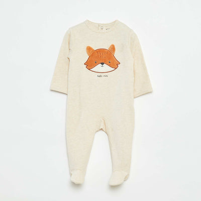 Fox sleepsuit with press-stud fastening at the back BEIGE