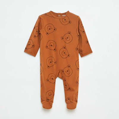 Fox sleepsuit with press-stud fastening at the back BROWN