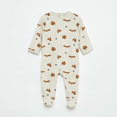 Fox sleepsuit with press-stud fastening at the back BROWN