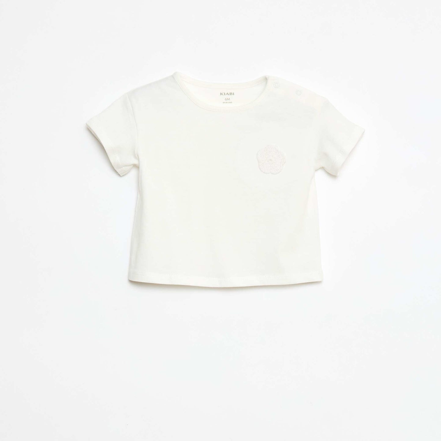 Jersey T-shirt with press-stud opening on the shoulder WHITE