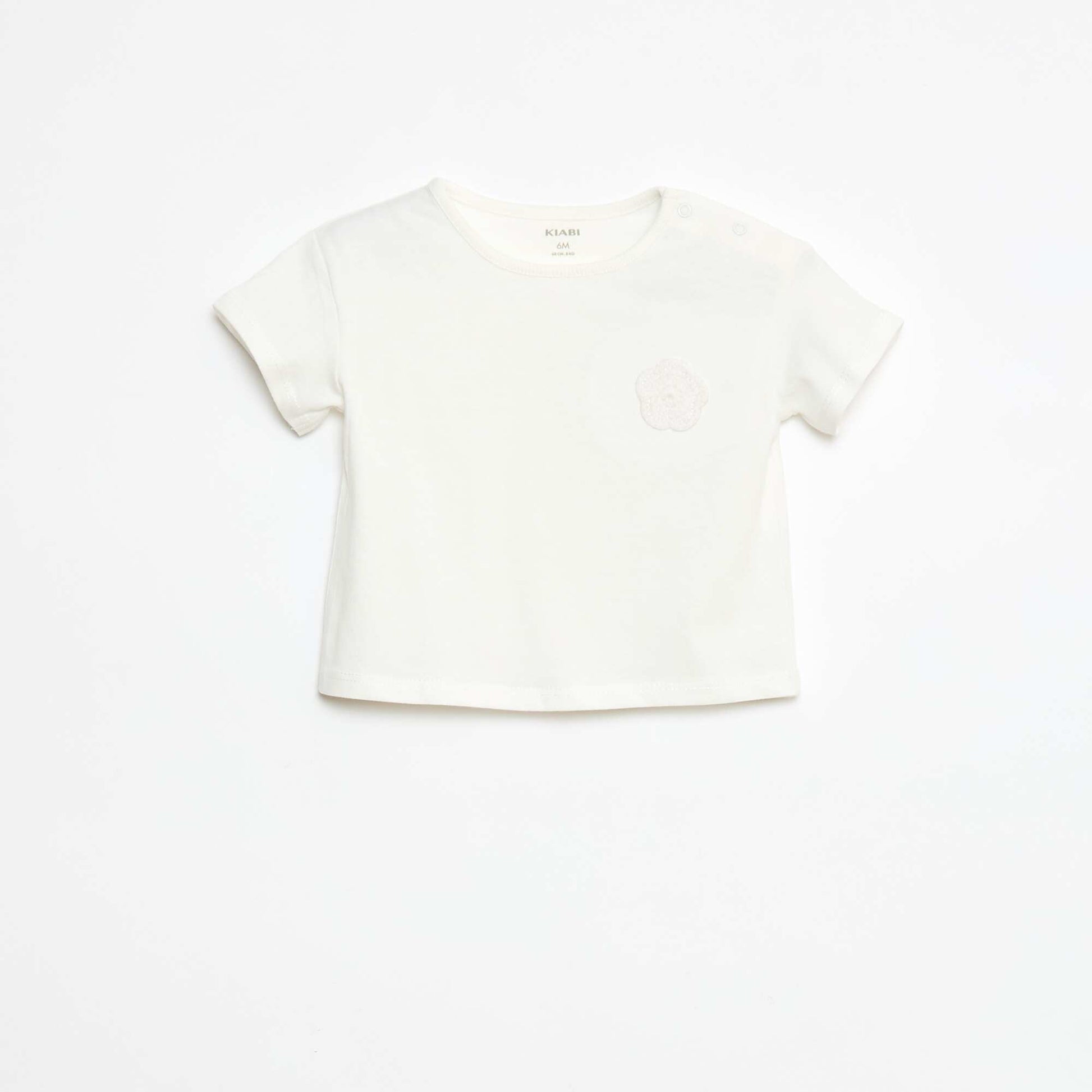 Jersey T-shirt with press-stud opening on the shoulder WHITE
