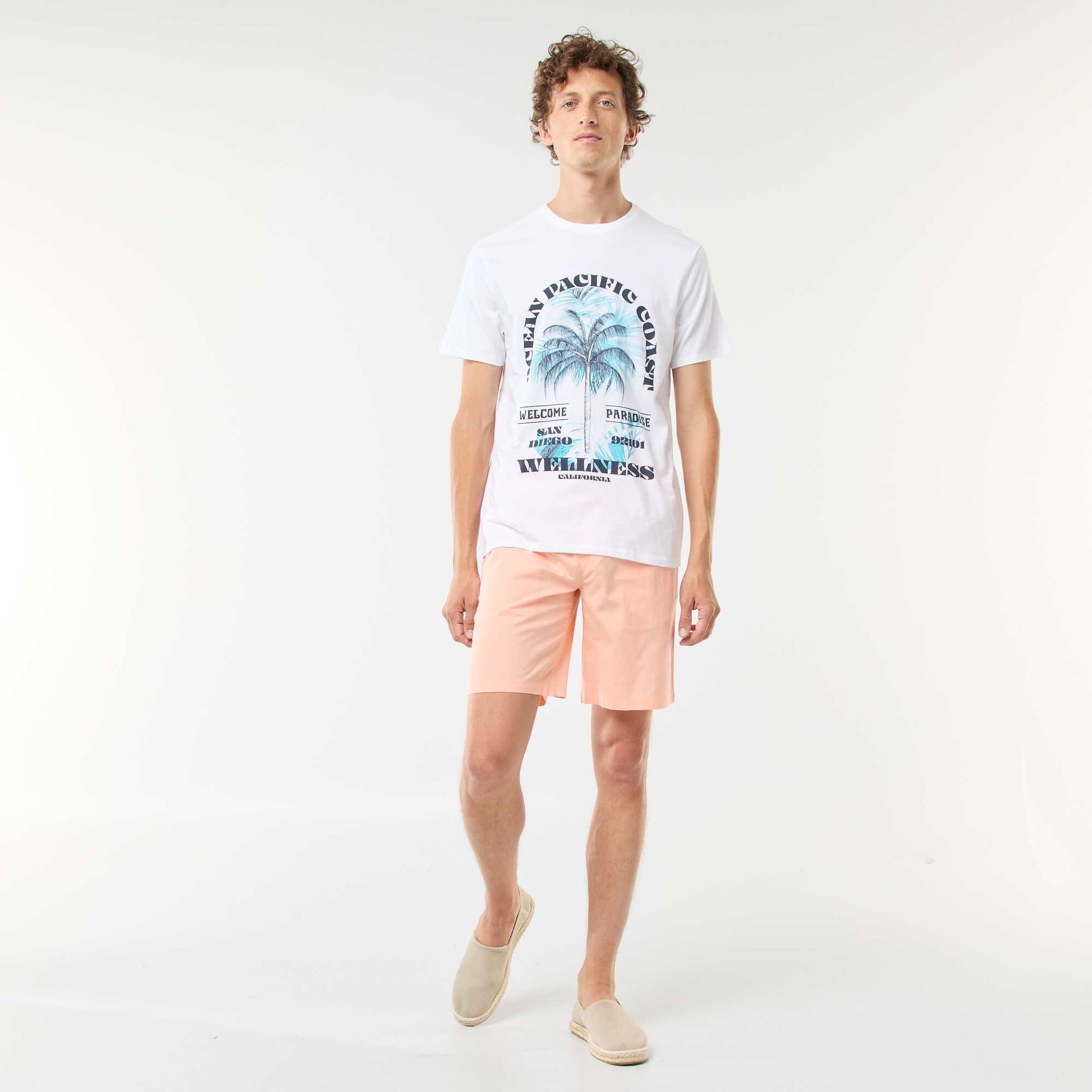 Short-sleeved printed T-shirt WHITE