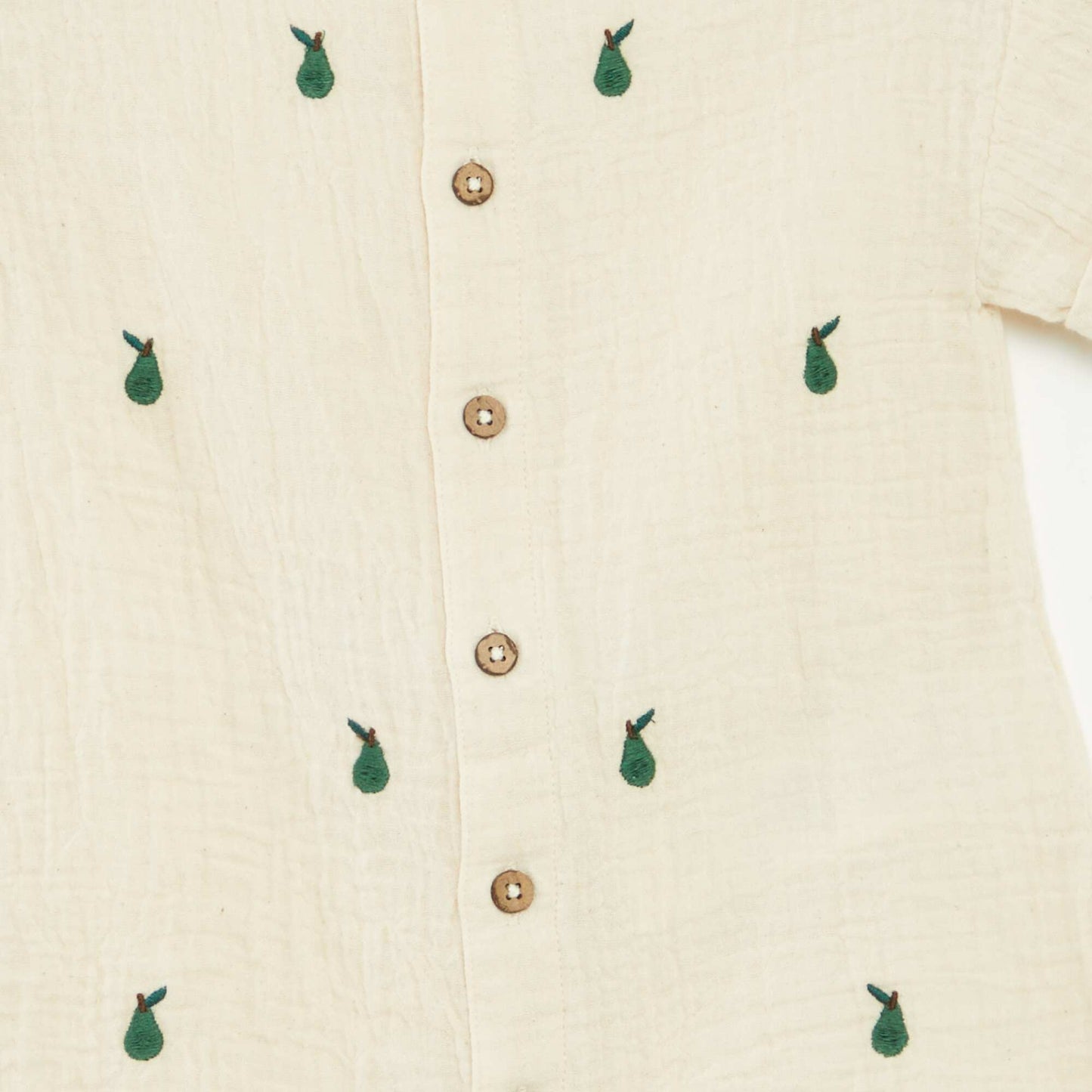 Short cotton gauze romper suit with fancy embroidery WHITE