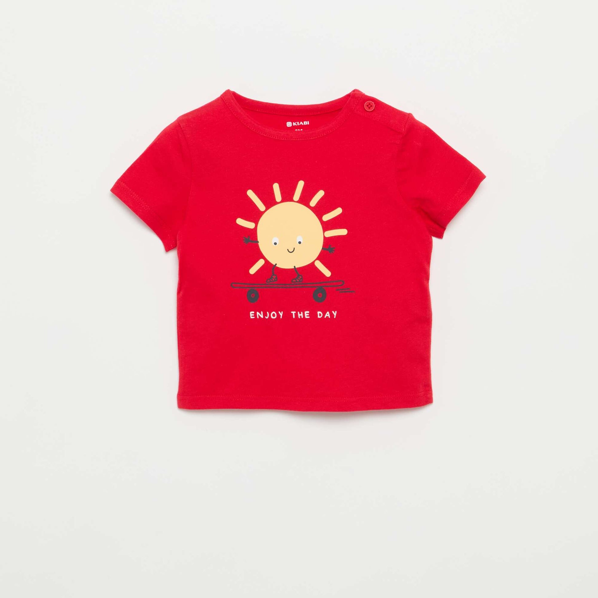 Short-sleeved T-shirt with fun print RED