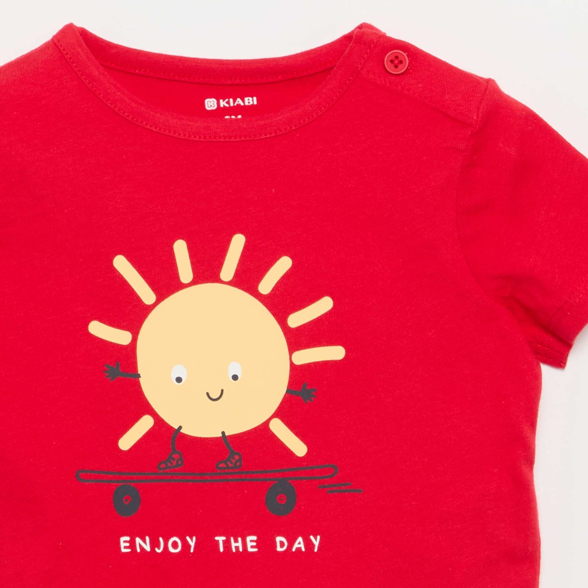 Short-sleeved T-shirt with fun print RED