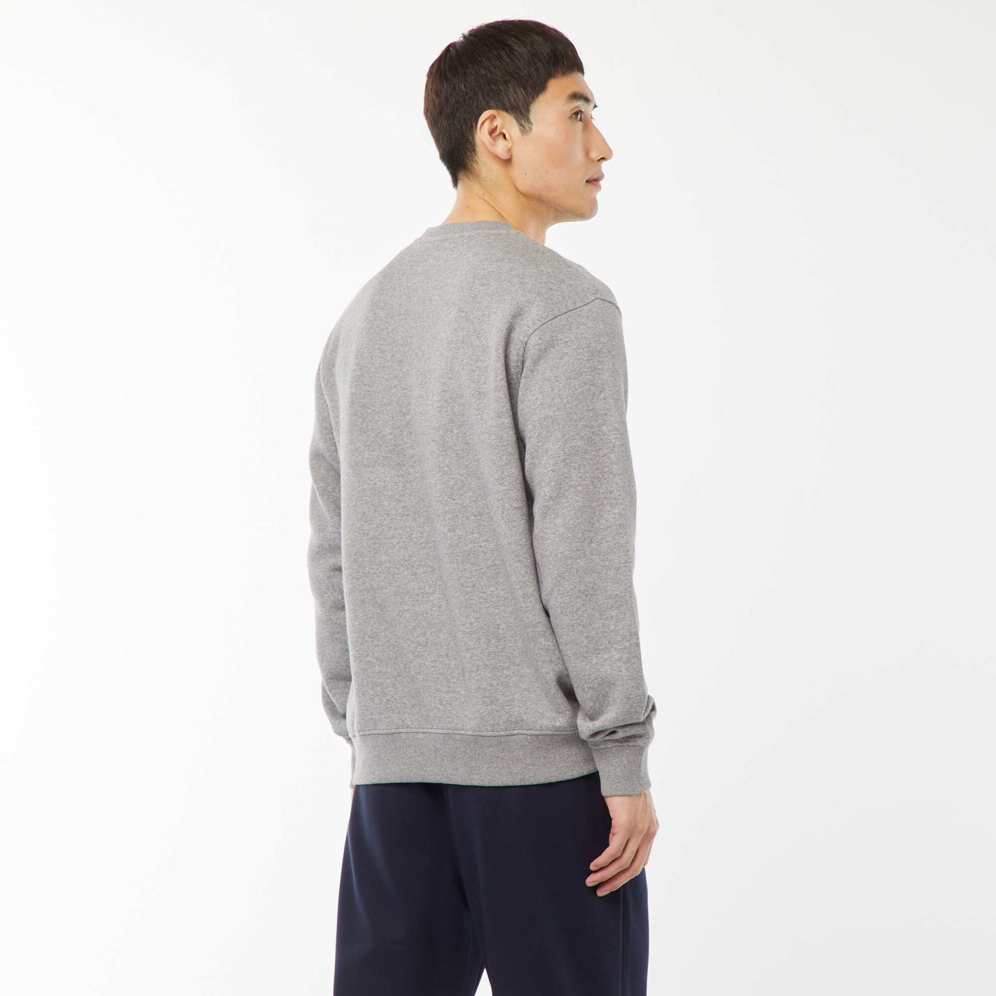 Plain Round-Neck Fleece Sweatshirt GREY