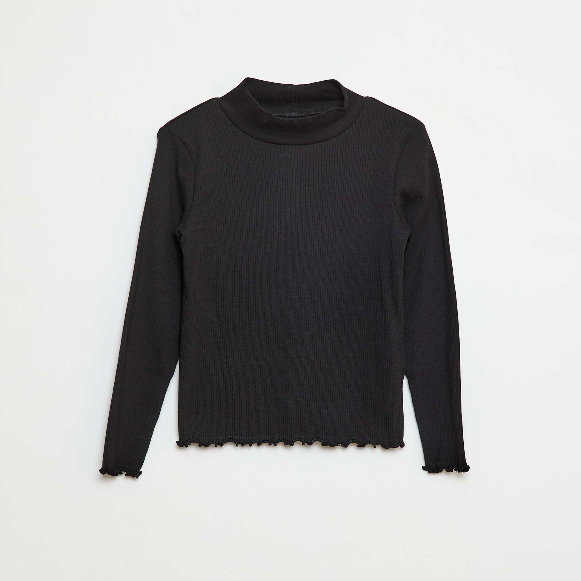 Ribbed Roll Neck Jumper BLACK