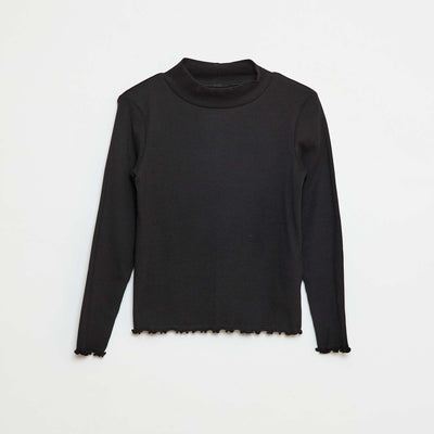 Ribbed Roll Neck Jumper BLACK