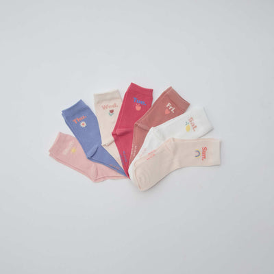 Pack of 7 pairs of crew socks PINK