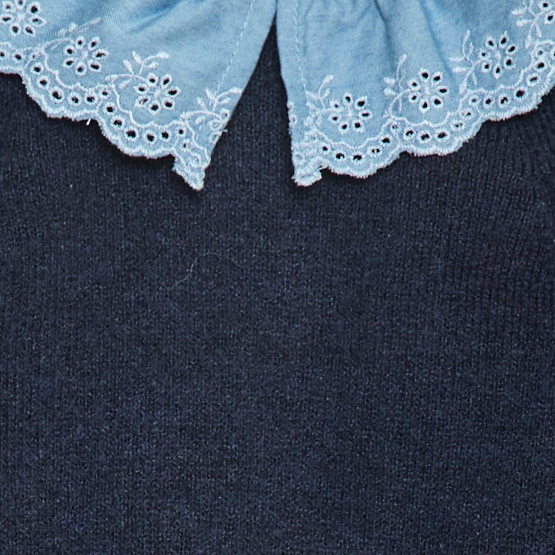 Sweater with Cotton Sleeves BLUE