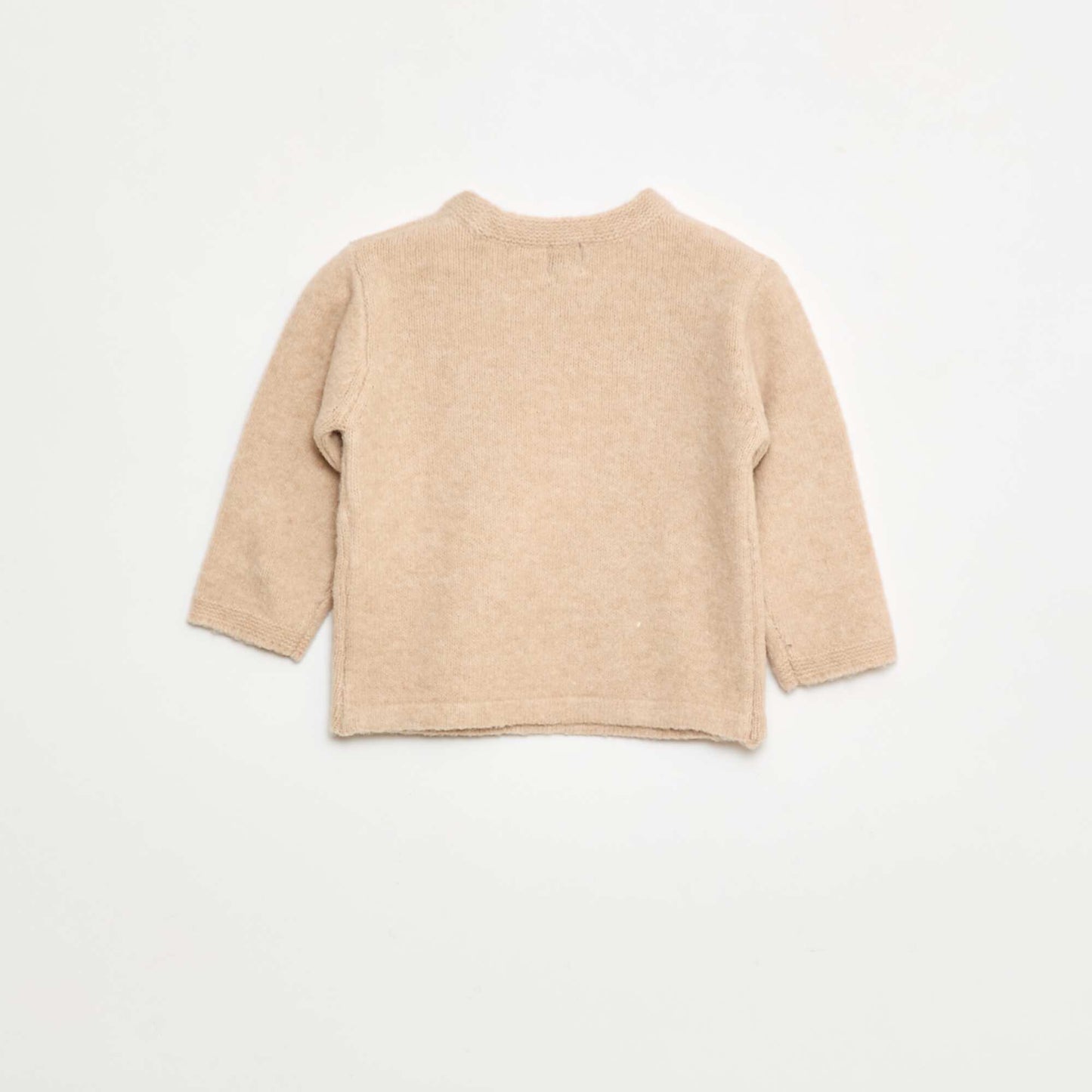 Round Neck Sweater with Embroidery BEIGE