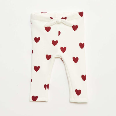 Fleece-lined leggings with bow WHITE