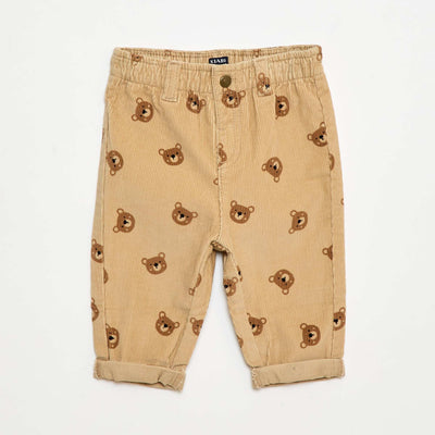 Corduroy paperbag trousers BEIGE
