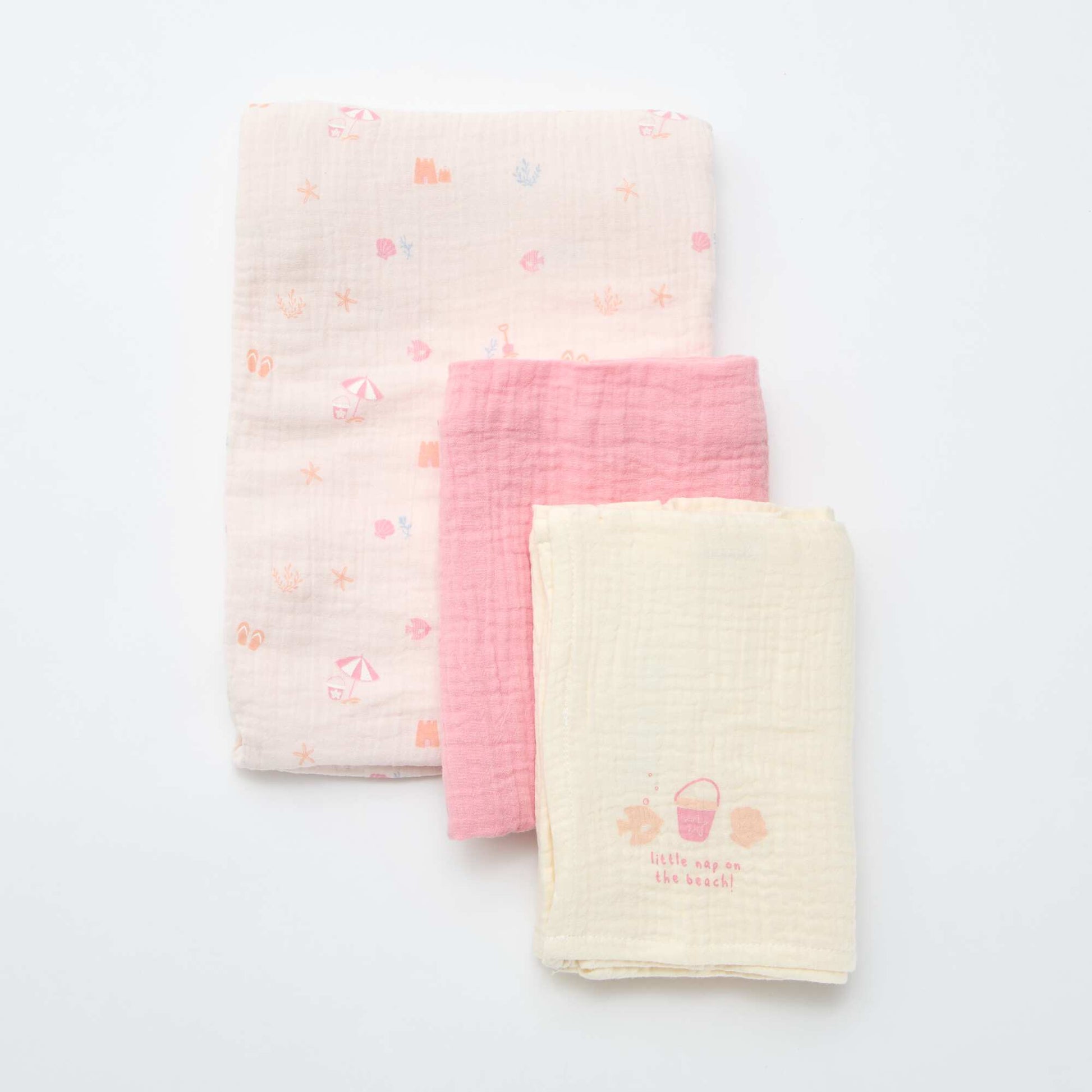 Pack of 3 cotton gauze squares PINK