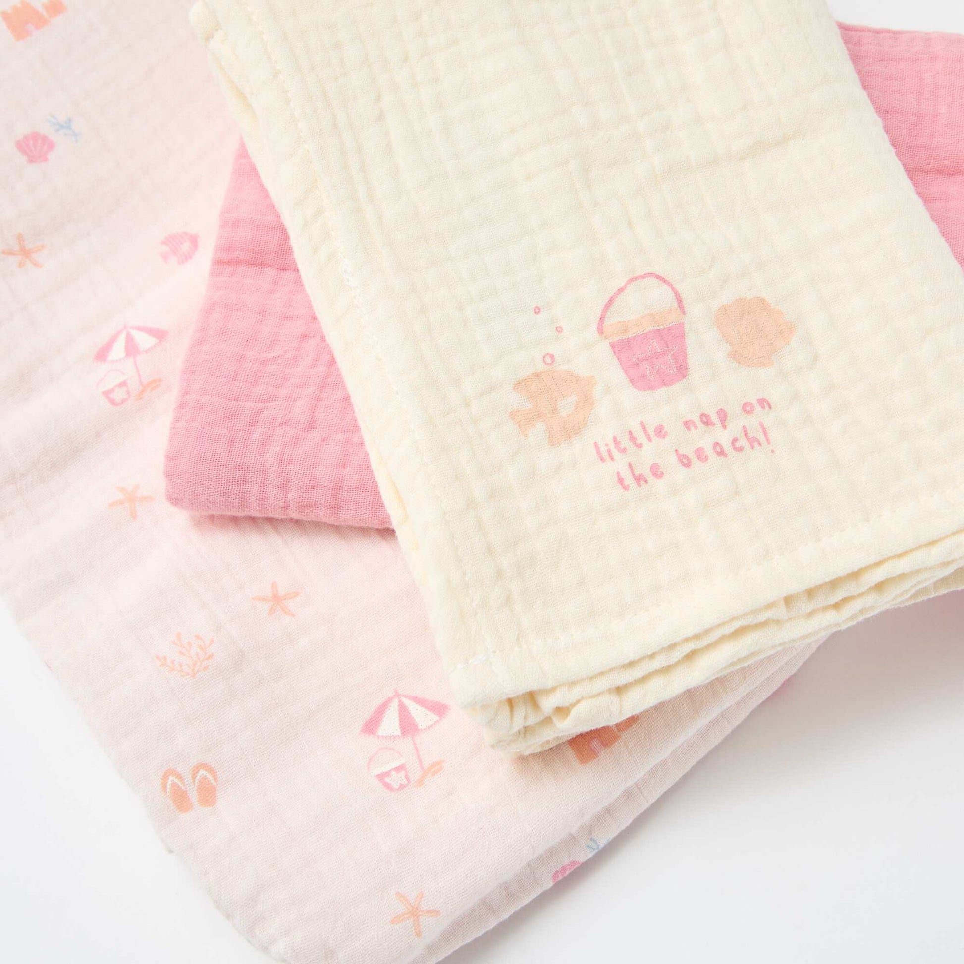 Pack of 3 cotton gauze squares PINK