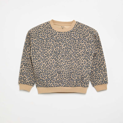 Long-sleeved sweatshirt with print BEIGE